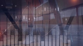 Female exerciser leaning forward in fitness studio, projecting finance candlestick bars on overlay. Wellness, fitness, finance, technology, motivation, vitality, health - Powered by Shutterstock - Get 15% off with code: PIKWIZARD15