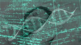 Woman lying flat with head on hand in science simulation, showing DNA helix, code and grid. Futuristic, biotech, innovation, digital, research, connectivity, high-tech - Powered by Shutterstock - Get 15% off with code: PIKWIZARD15