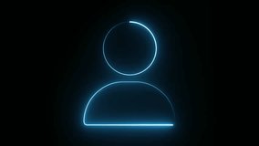 A glowing blue neon person icon against a black background. It's a symbol of identity, user, or profile. - Powered by Shutterstock - Get 15% off with code: PIKWIZARD15