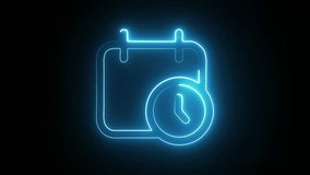 A glowing neon sign illuminates a calendar and clock symbol on a dark background, representing time and planning. - Powered by Shutterstock - Get 15% off with code: PIKWIZARD15