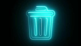 A glowing blue neon trash can icon against a black backdrop, perfect for digital concepts. - Powered by Shutterstock - Get 15% off with code: PIKWIZARD15