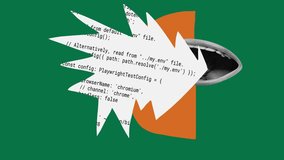 Contemporary animation. Creative stop motion. Female mouth shouting coding information. Data science training courses. Concept of IT, business, data science, coding, occupation, modern technologies - Powered by Shutterstock - Get 15% off with code: PIKWIZARD15