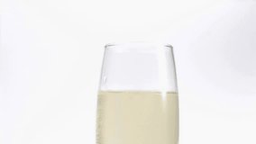 Champagne glass featuring sparkling drink and strawberry, red heart icons floating around backdrop. Elegant, romantic, minimalistic, celebratory, luxury, refreshing, vibrant - Powered by Shutterstock - Get 15% off with code: PIKWIZARD15