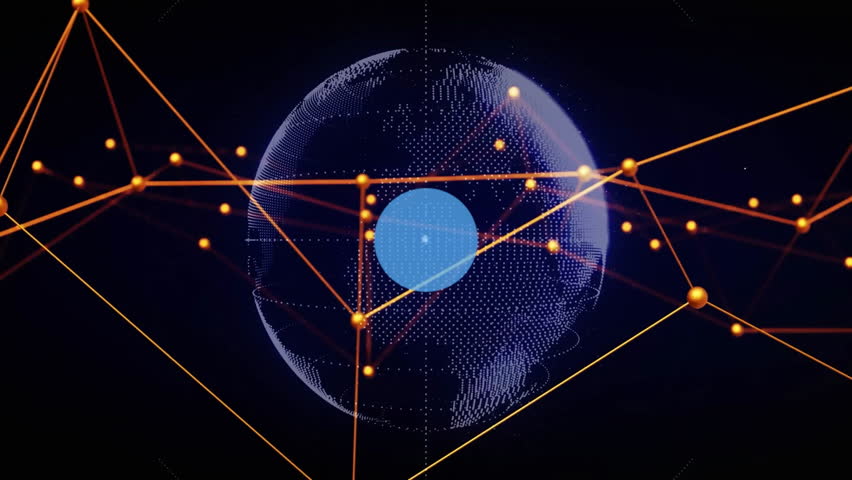 Digital network being animated with rotating dotted globe, connecting blue envelope and user icons. Futuristic, technology, connectivity, cyberspace, interface, networking, digital - Powered by Shutterstock - Get 15% off with code: PIKWIZARD15