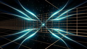 Central glowing teal energy core radiating translucent beams intersecting golden grid 3D render. Geometric, futuristic, neon, digital, abstract, space, science - Powered by Shutterstock - Get 15% off with code: PIKWIZARD15