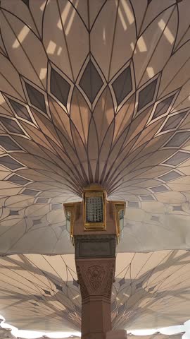 Nabawi mosque tower decorated with umbrellas
