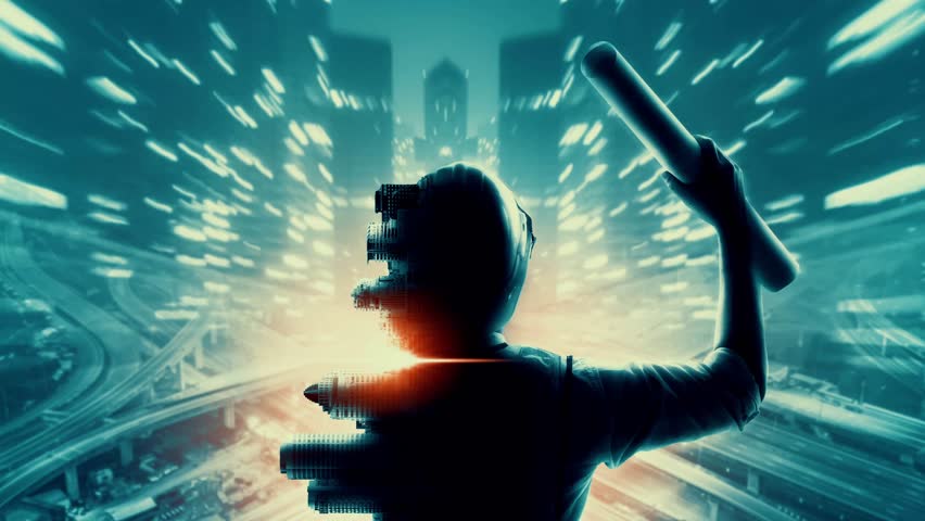 Future building construction and inventive engineering project concept with HUD hologram graphic design. Building engineer, architect people or construction worker works with modern civil technology.