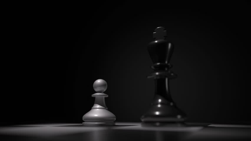 King Crushes Pawn in Epic Chess Clash, Symbolizing Power, Authority, and Ruthless Strategy – Cinematic Slow Motion 3D Rendering.