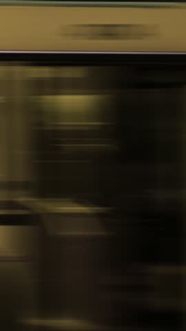 Blurred in motion passenger bus moves at high speed. Visual effect.