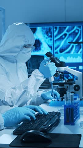 Scientific laboratory filled with various research equipment. Scientists are conducting experiments and research. Science and technology concept.