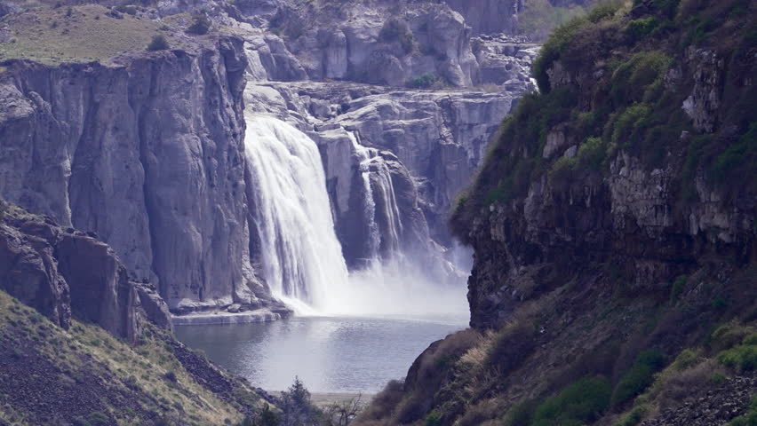 View of Shoshone Falls, looking up the Snake River Canyon in Twin Falls, Idaho.