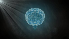 Translucent 3D brain glowing center stage, connecting location heart gauge icons over dark gradient. Futuristic, technology, innovation, analytics, digital, healthcare, data visualization - Powered by Shutterstock - Get 15% off with code: PIKWIZARD15