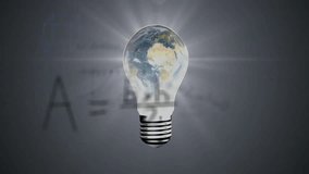 Innovative Earth globe being shown inside glowing bulb floating on chalkboard, radiating white rays. Innovation, technology, illumination, sustainability, education, conceptual, minimalist - Powered by Shutterstock - Get 15% off with code: PIKWIZARD15
