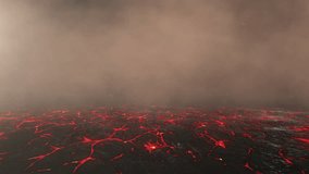 Flying Over Molten Lava River. Seamless Loop Animation. Volcanic Landscape Animation. Volcanic Lava Flow Loop Animation - Powered by Shutterstock - Get 15% off with code: PIKWIZARD15