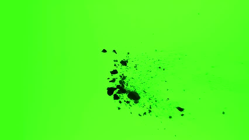 High-quality visual effects stock footage showing a realistic burst of dirt and debris, with sandy and muddy clumps exploding and falling. Perfect for compositing, explosions, impacts, battle scenes, 