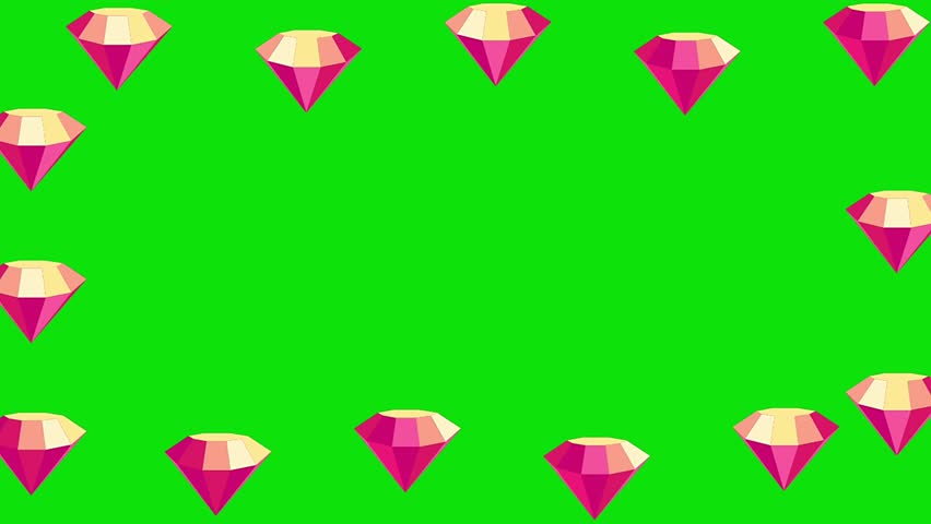 3D Diamonds icons animation revolving on green screen.