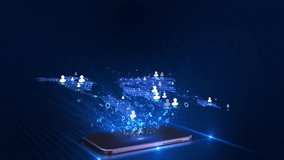 Worldwide map business connections made innovative cyberpunk technology smartphone Global digital Global 5G network, world map globe stats indicators, 3D rendering, futuristic business technology - Powered by Shutterstock - Get 15% off with code: PIKWIZARD15