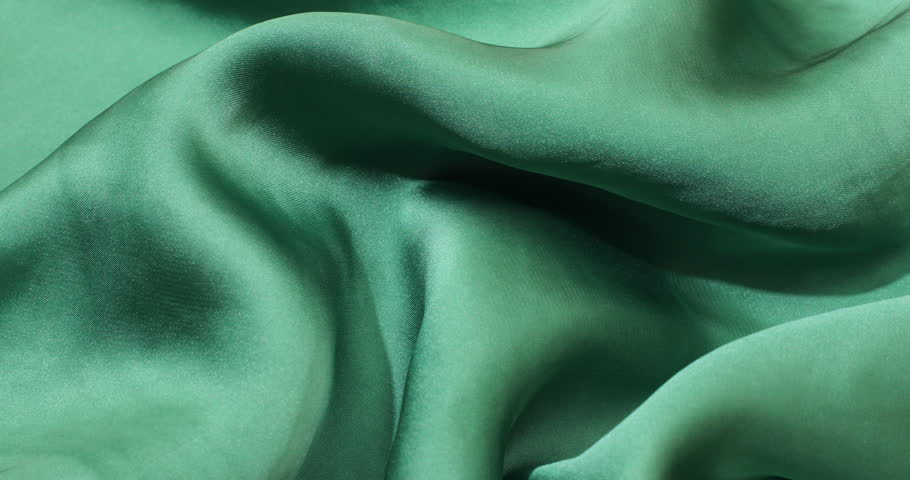 A Closeup of green cloth fabric waves