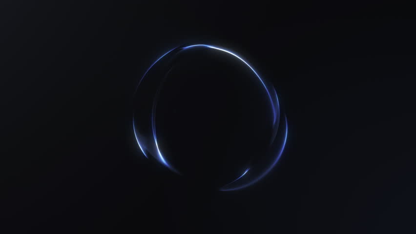 Elegant navy blue energy sphere of flowing glowing particles and digital plasma on dark background. Minimal futuristic sci-fi orb vortex animation for business visuals. 4K 60 fps seamless loop.