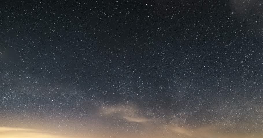Starry Night Sky with Stars and Clouds, Astronomy Timelapse Background