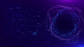 Digital circles of blue glowing dots. Big Data visualization into cyberspace digital circle interface on dark background, abstract technology theme, high-tech ring, cyber design, modern innovation - Powered by Shutterstock - Get 15% off with code: PIKWIZARD15