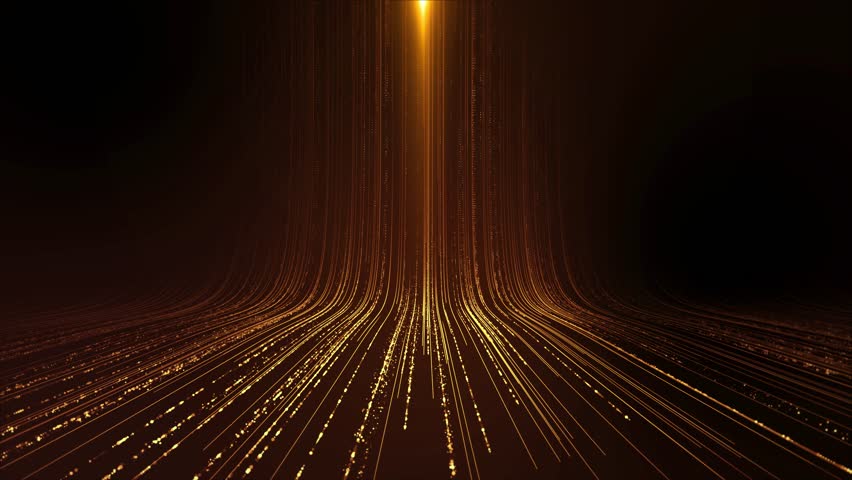 Luxurious line speed trail futuristic golden empty stage, particles background cycled 3d animation. Abstract futuristic lines laser rays speed light. product presentation cyberspace stream party award