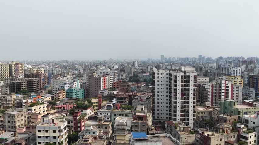 Aerial view of Dhaka skyline, Bangladesh.