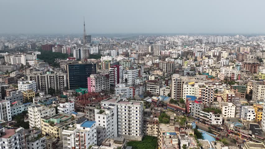 Aerial view of Dhaka skyline, Bangladesh.