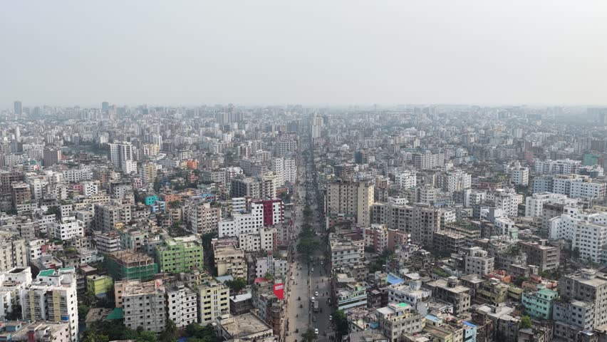 Aerial view of Dhaka skyline, Bangladesh.