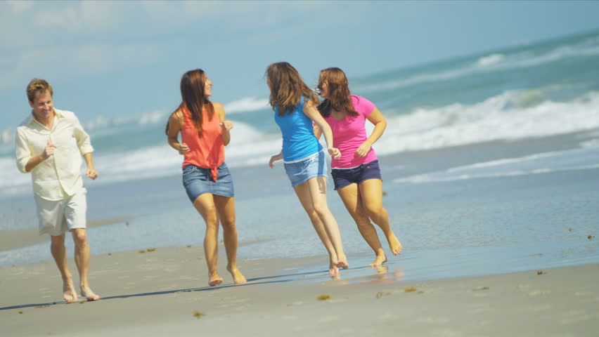 running barefoot on beach