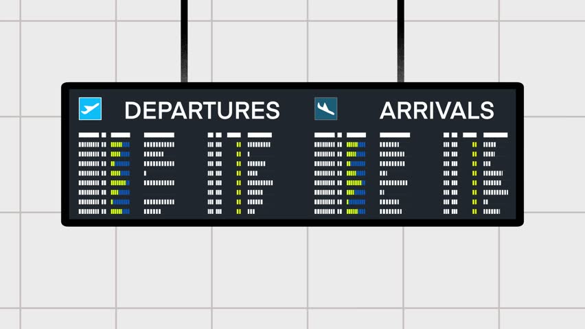 airport flight information board showing departures and arrivals, travel, transportation, airport UI concept themes, Travel and Transportation,Airport Concepts, Public Information Display