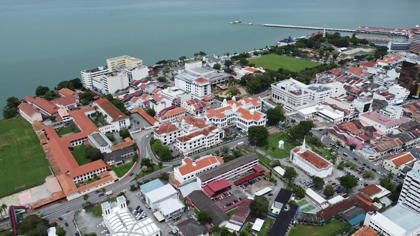 Aerial view of George Town, Penang, Malaysia.