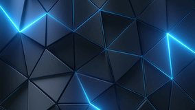 3d render mosaic texture with bright neon lights animation. Futuristic surface abstract background for technology concept. Triangle structure grid motion. Seamless loop. - Powered by Shutterstock - Get 15% off with code: PIKWIZARD15