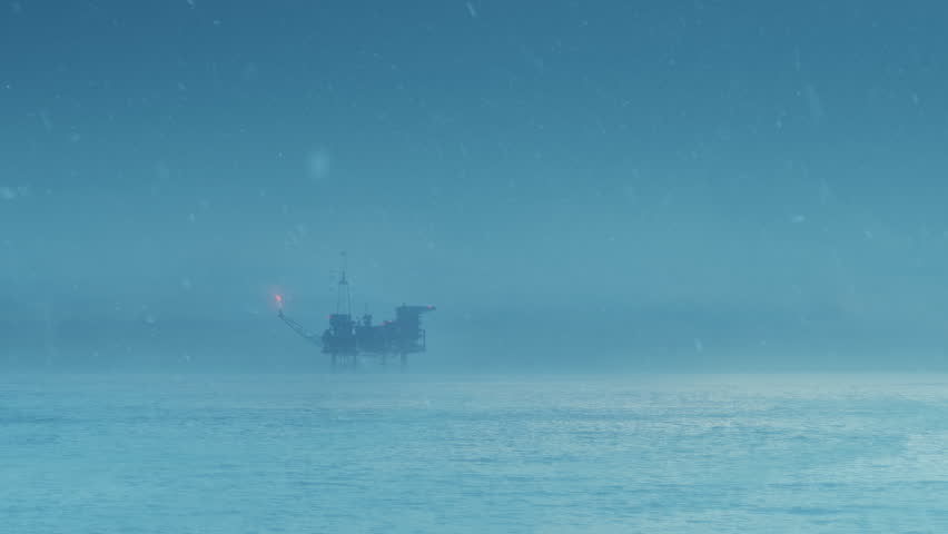 Oil Rig In Frozen Environment, Oil And Gas Exploration
