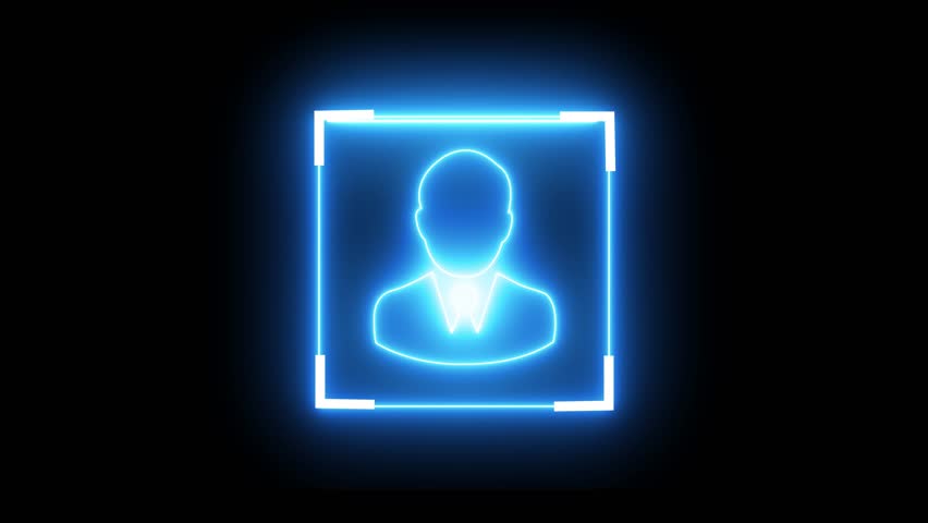 Neon Man scanner icon animation. animated barcode or QR code scanner, QR code scanner animation, icon animation isolated scanner neon shine icon animation .