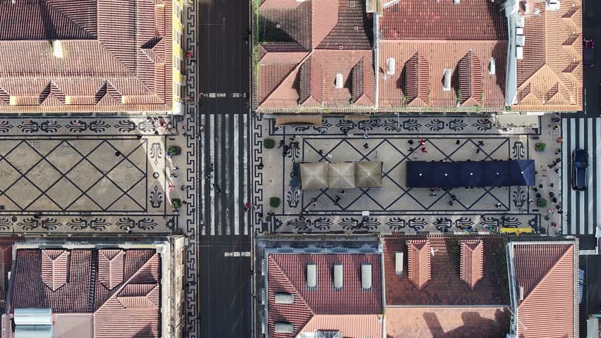 Lisbon Skyline At Lisbon District Of Lisbon Portugal. Aerial View Of A City Park Surrounded By Busy Streets And Buildings. Industrial Skyline Skyscrapers Beautiful. Industrial Cityscape.