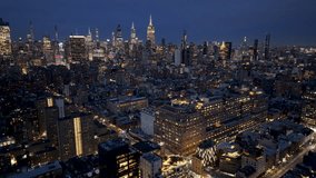 Night Downtown New York At Manhattan New York United States. City Skyline Showing Modern And Traditional Architecture. Building Metropole Landscape Buildings Stunning. Metropole Urban Town. - Powered by Shutterstock - Get 15% off with code: PIKWIZARD15