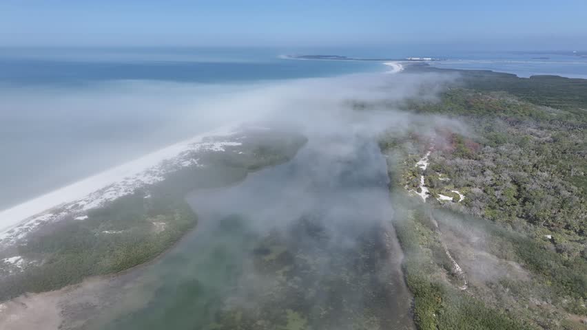 Caladesi State Park At Clearwater Florida United States. Turquoise Ocean Waves Gently Crashing On Tropical Beach. Coast Sky Seaside Summertime. Coast Outside Panorama. Clearwater Florida.