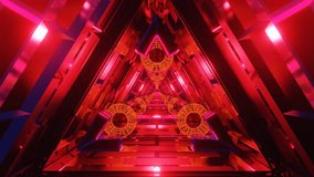 A 3d animated illustration of triangle neon red futuristic tunnel with seamless looping - suitable for music visual arts and live concerts - Powered by Shutterstock - Get 15% off with code: PIKWIZARD15