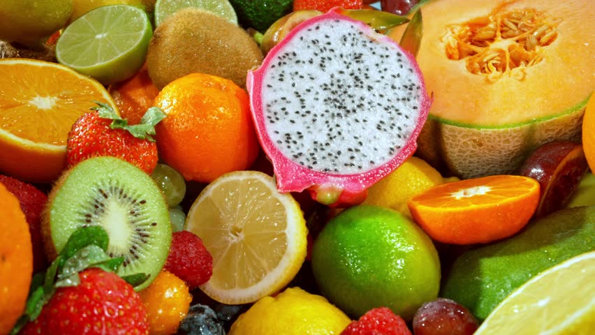 Different Types of Fresh Fruit on a Pile , Camera Movement