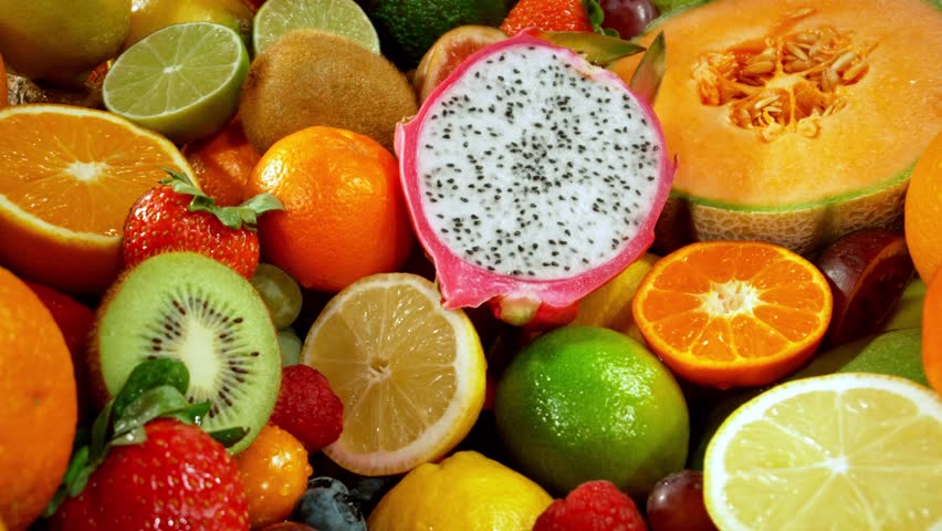 Different Types of Fresh Fruit on a Pile , Camera Movement
