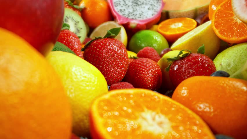 Different Types of Fresh Fruit on a Pile , Camera Movement