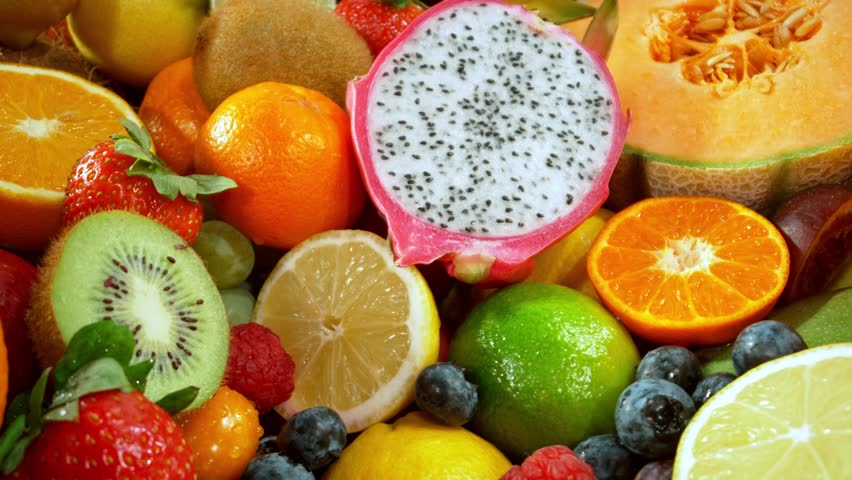Different Types of Fresh Fruit on a Pile , Camera Movement