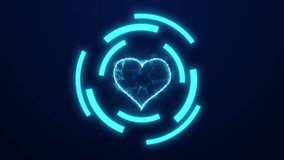 Neon Heart And Technology Neon Icon Animation. Glowing Heart Digital Technology Icon, Digital Heart Symbol Animation. Digital Data Technology Background Glowing, Abstract Circle Rotate Neon - Powered by Shutterstock - Get 15% off with code: PIKWIZARD15