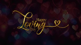 Gold happy loving day message on a dark background with heart shapes. Suitable for lovethemed designs and Valentines Day celebrations. - Powered by Shutterstock - Get 15% off with code: PIKWIZARD15