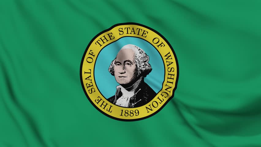 Flag of Washington - 4K Seamless Loop of The Evergreen State