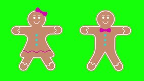 Animated gingerbread man and woman Christmas cookie design elements set isolated on black and green screen background Christmas decoration. Gingerbread cookies elements in magenta and blue colors. - Powered by Shutterstock - Get 15% off with code: PIKWIZARD15