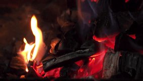 Bright flames dance among glowing embers, illuminating dark charcoal pieces. A warm and intense atmosphere evokes a sense of heat amid the shadows of burnt wood and coal - Powered by Shutterstock - Get 15% off with code: PIKWIZARD15
