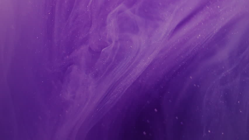 Flowing smoke. Blur whirlpool. Sparkling gleaming lilac purple glow water shining particles brilliant paint liquid moving on abstract background.