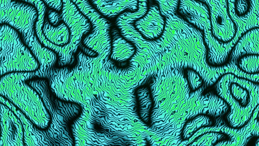 Turquoise and black lines create a psychedelic pattern that smoothly changes and flows, suitable for musical visualizations or abstract backgrounds
